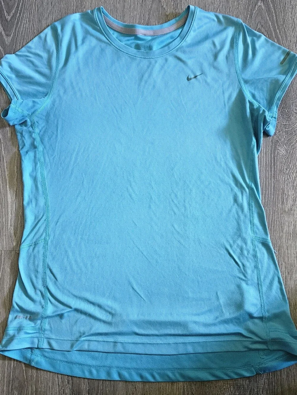 Nike Dri-Fit Bright Cyan Blue Short Sleeve Running Shirt Women's L
